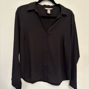 Black Flowy Buttom Down